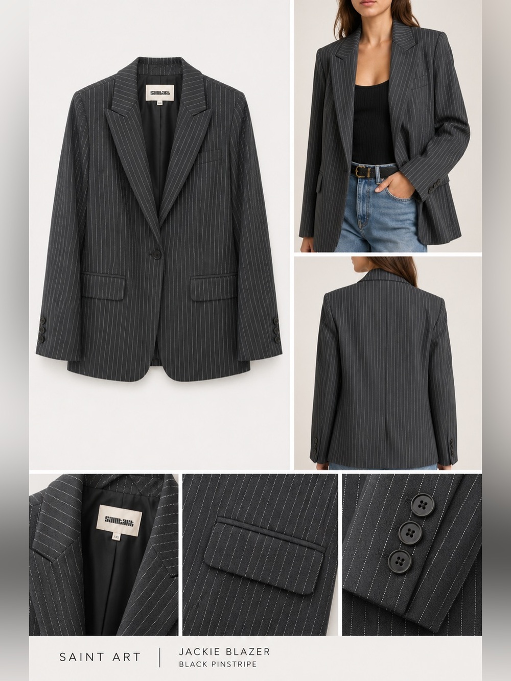 NWT Saint Art Jackie Oversized Pinstripe Blazer XXS ~ MSRP $465 | DISCONTINUED